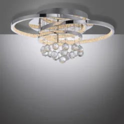 LED Deckenleuchte Chrom Kristallanhänger dimmbar per Tronicdimmer