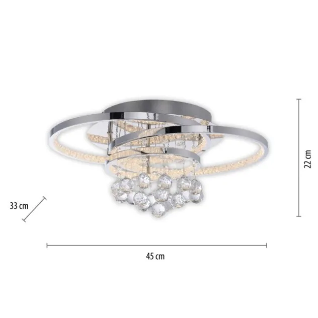 LED Deckenleuchte Chrom Kristallanhänger dimmbar per Tronicdimmer