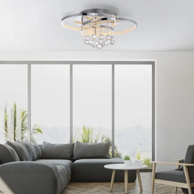LED Deckenleuchte Chrom Kristallanhänger dimmbar per Tronicdimmer