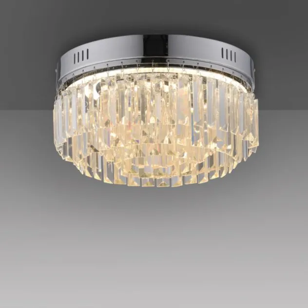 LED Deckenleuchte chrom Kristallanhänger dimmbar Memoryfunktion
