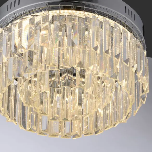 LED Deckenleuchte chrom Kristallanhänger dimmbar Memoryfunktion
