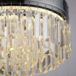 LED Deckenleuchte chrom Kristallanhänger dimmbar Memoryfunktion