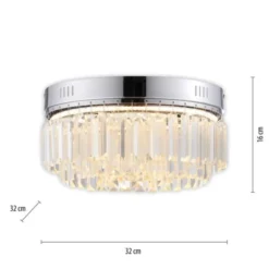 LED Deckenleuchte chrom Kristallanhänger dimmbar Memoryfunktion