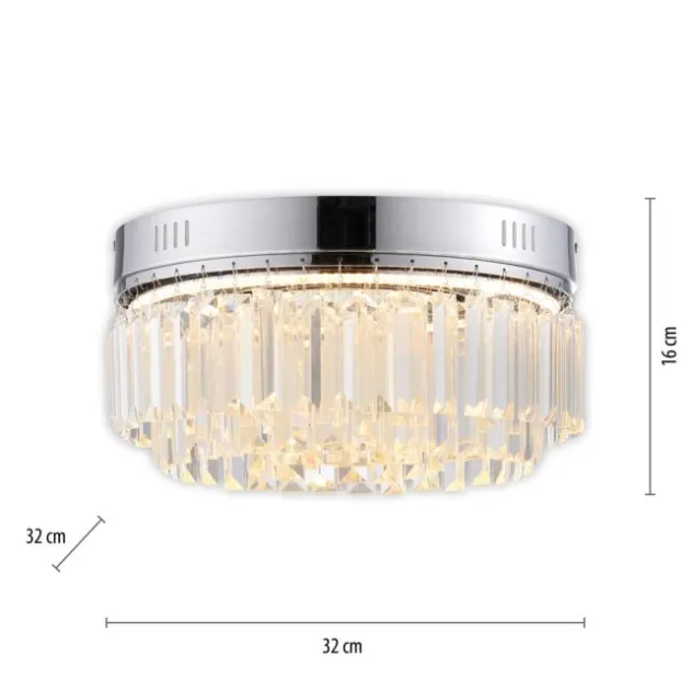 LED Deckenleuchte chrom Kristallanhänger dimmbar Memoryfunktion