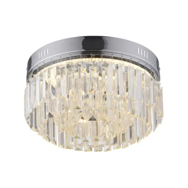 LED Deckenleuchte chrom Kristallanhänger dimmbar Memoryfunktion