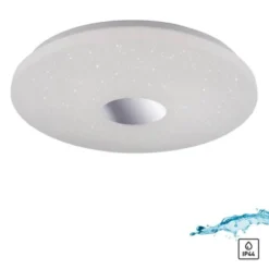 LED-Deckenleuchte, chrom, rund, Sternenhimmeloptik, Ø 59cm