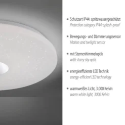 LED-Deckenleuchte, chrom, rund, Sternenhimmeloptik, Ø 59cm