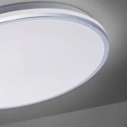 LED-Deckenleuchte, chrom, Schirm, IP44, Badezimmer, warmweis