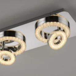 LED-Deckenleuchte, Chrom, 2 schwenkbare Leuchtringe, Design, modern