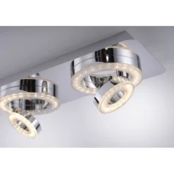 LED-Deckenleuchte, Chrom, 2 schwenkbare Leuchtringe, Design, modern