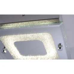 LED Deckenleuchte, chrom, Spiegelglasscheibe, Kristalloptik, modern, eckig