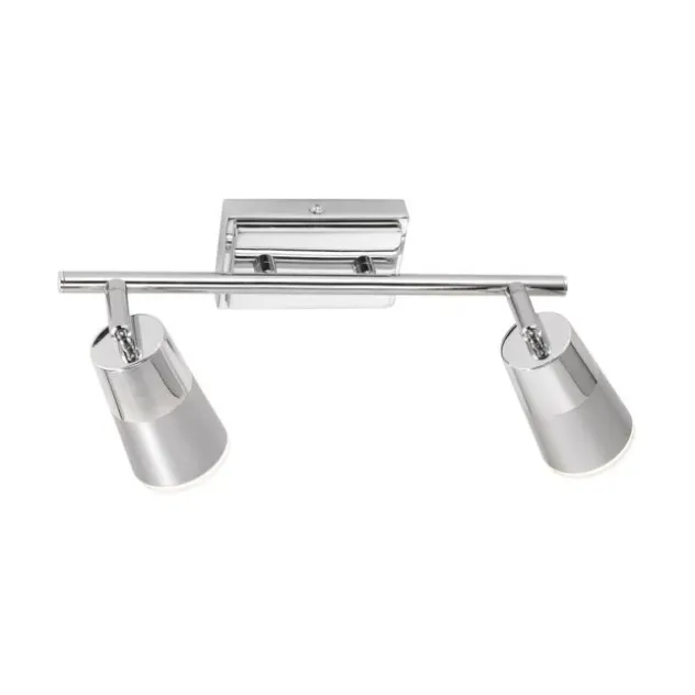 LED-Deckenleuchte, Chrom, 2 verstellbare Leuchtköpfe, inkl. Wippschalter