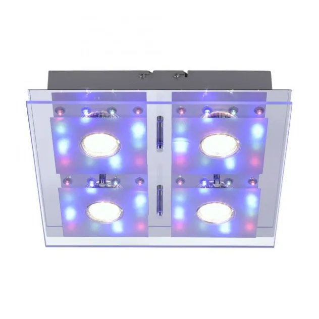 LED-Deckenleuchte, chrom, 30x30cm, Farbwechsel, Fernbedienung, RGB