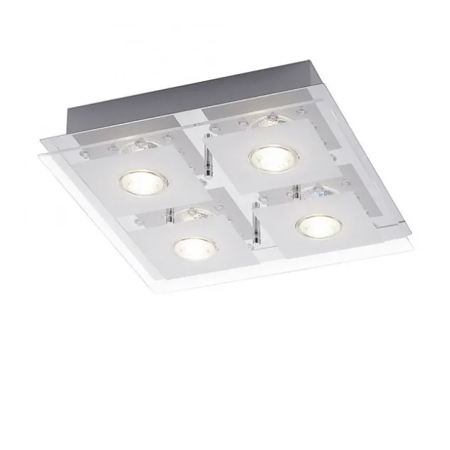 LED-Deckenleuchte, chrom, 30x30cm, Farbwechsel, Fernbedienung, RGB