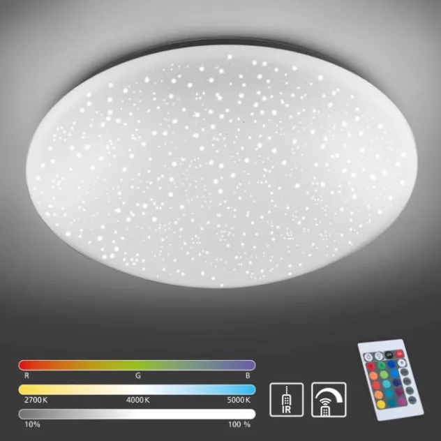 LED-Deckenleuchte, Ø 39cm, Sternenhimmel Optik, rund, weiß, dimmbar