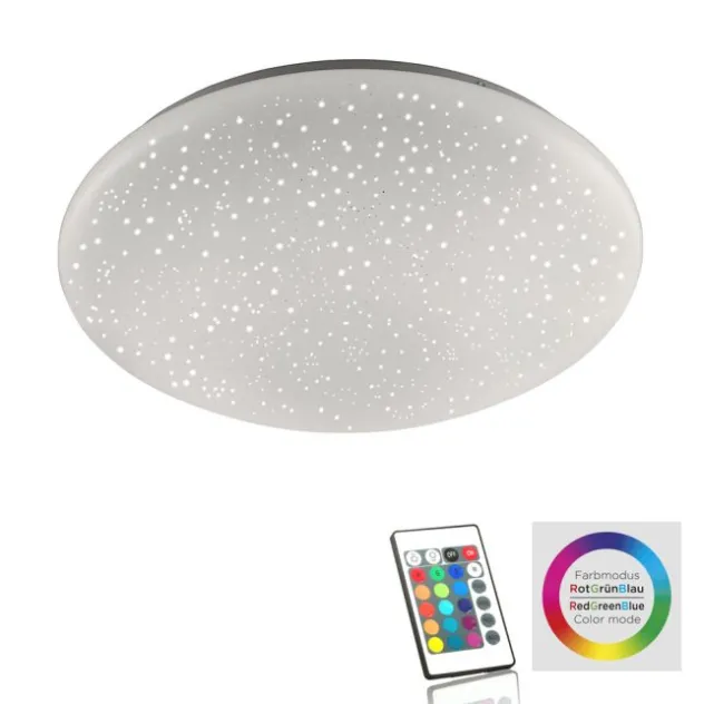 LED-Deckenleuchte, Ø 39cm, Sternenhimmel Optik, rund, weiß, dimmbar