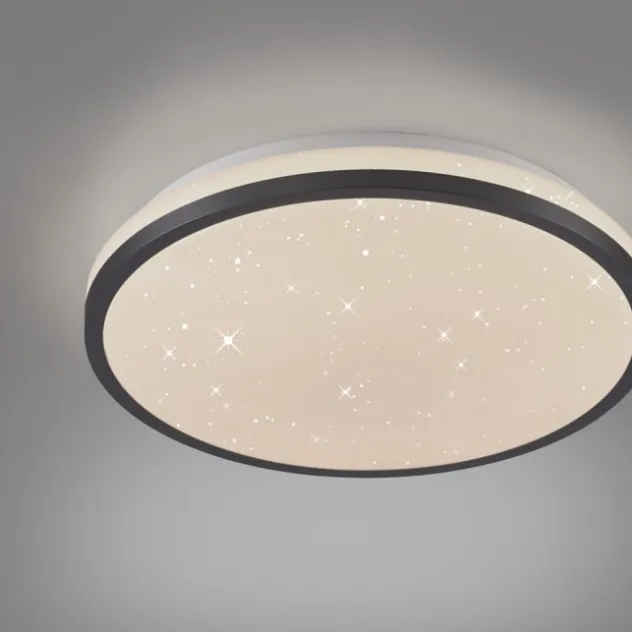 LED Deckenleuchte D=28cm schwarz Sternenhimmeloptik dimmbar
