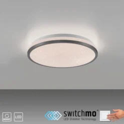 LED Deckenleuchte D=28cm schwarz Sternenhimmeloptik dimmbar