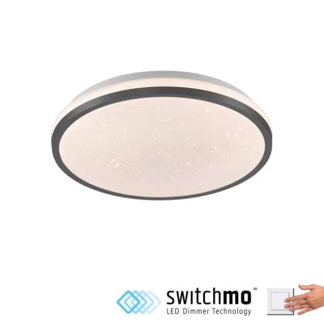 LED Deckenleuchte D=28cm schwarz Sternenhimmeloptik dimmbar