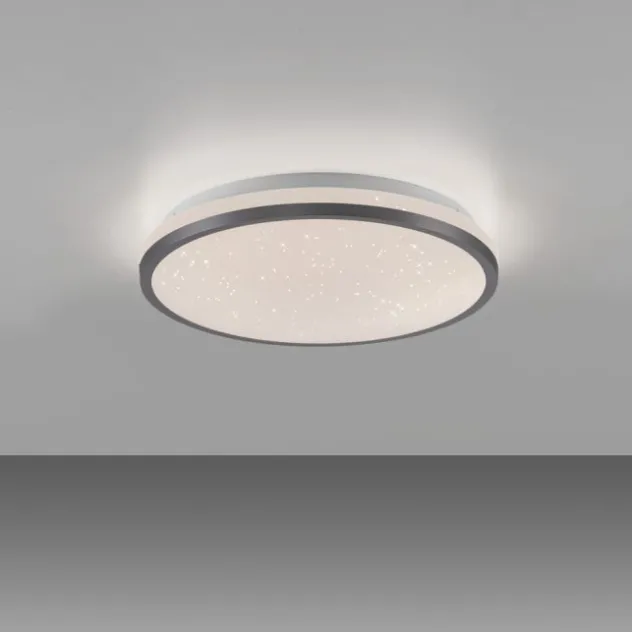 LED Deckenleuchte D=28cm schwarz Sternenhimmeloptik dimmbar