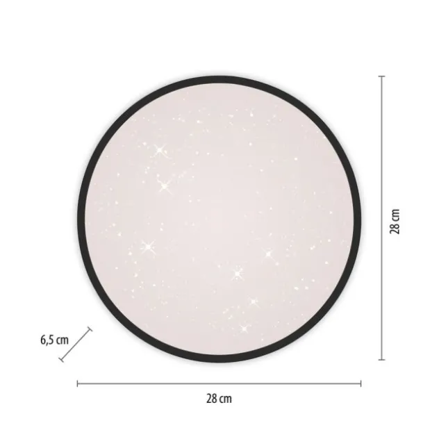 LED Deckenleuchte D=28cm schwarz Sternenhimmeloptik dimmbar