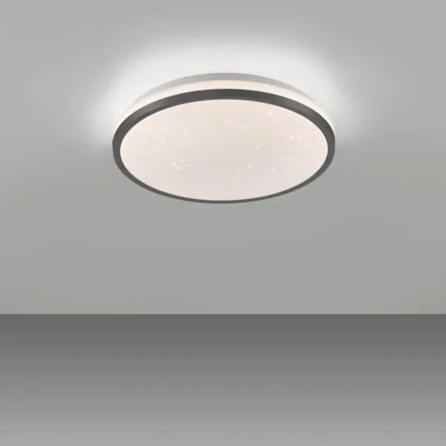 LED Deckenleuchte D=28cm schwarz Sternenhimmeloptik dimmbar