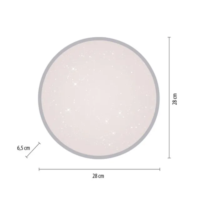 LED Deckenleuchte D=28cm silber Sternenhimmeloptik dimmbar