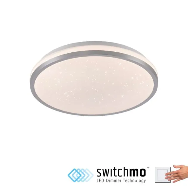 LED Deckenleuchte D=28cm silber Sternenhimmeloptik dimmbar