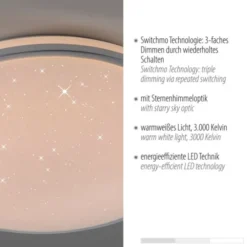 LED Deckenleuchte D=49cm silber Sternenhimmeloptik dimmbar