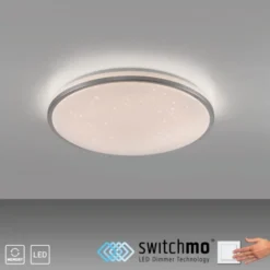 LED Deckenleuchte D=49cm silber Sternenhimmeloptik dimmbar