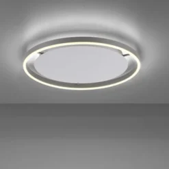 LED Deckenleuchte, dimmbar, aluminium, rund 50cm, warmweiß