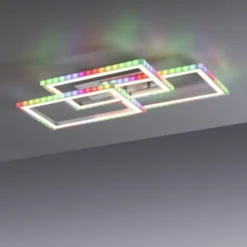 LED Deckenleuchte drehbare Rahmen silberfarbig RGB Rainbow Farben dimmbar