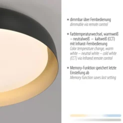 LED Deckenleuchte D=57 schwarz gold dimmbar per Fernbedienung CCT