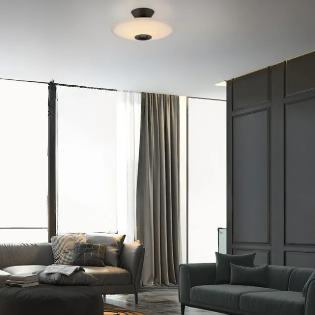 LED Deckenleuchte, ELIPSA, schwarz, Tronicdimmer, Opalglas