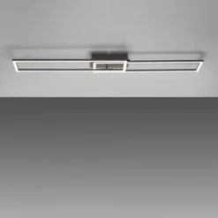 LED Deckenleuchte flach längliche Rahmen schwarz warmweiß 3 Stufen Dimmung