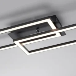 LED Deckenleuchte flach längliche Rahmen schwarz warmweiß 3 Stufen Dimmung