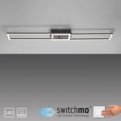 LED Deckenleuchte flach längliche Rahmen schwarz warmweiß 3 Stufen Dimmung