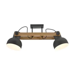 LED Deckenleuchte 2 flammig Akazienholz höhenverstellbar Industrial