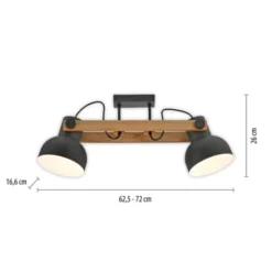LED Deckenleuchte 2 flammig Akazienholz höhenverstellbar Industrial