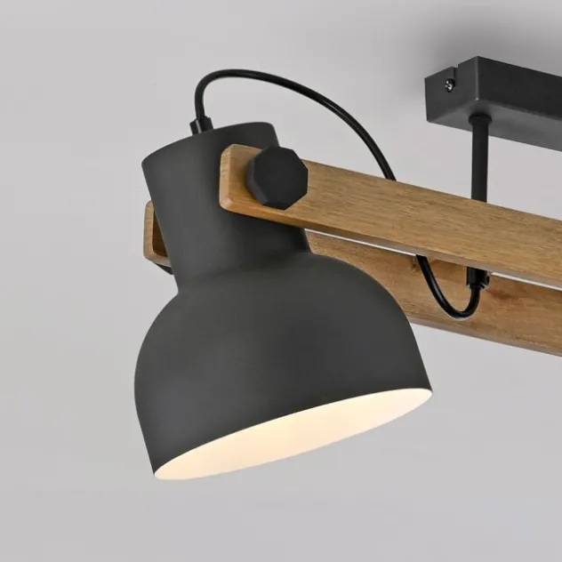 LED Deckenleuchte 2 flammig Akazienholz höhenverstellbar Industrial