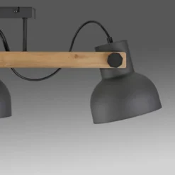 LED Deckenleuchte 3 flammig Akazienholz höhenverstellbar Industrial