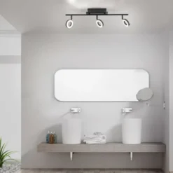 LED Deckenleuchte 3 flammig anthrazitfarbig drehbar IP44 warmweiß