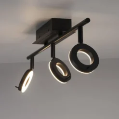 LED Deckenleuchte 3 flammig anthrazitfarbig drehbar IP44 warmweiß