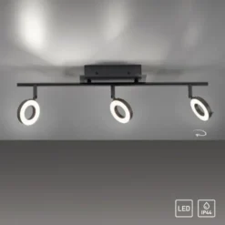 LED Deckenleuchte 3 flammig anthrazitfarbig drehbar IP44 warmweiß