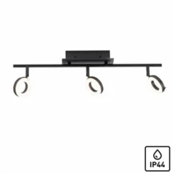 LED Deckenleuchte 3 flammig anthrazitfarbig drehbar IP44 warmweiß