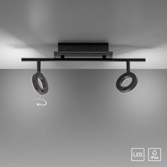 LED Deckenleuchte 2 flammig anthrazitfarbig drehbar IP44 warmweiß