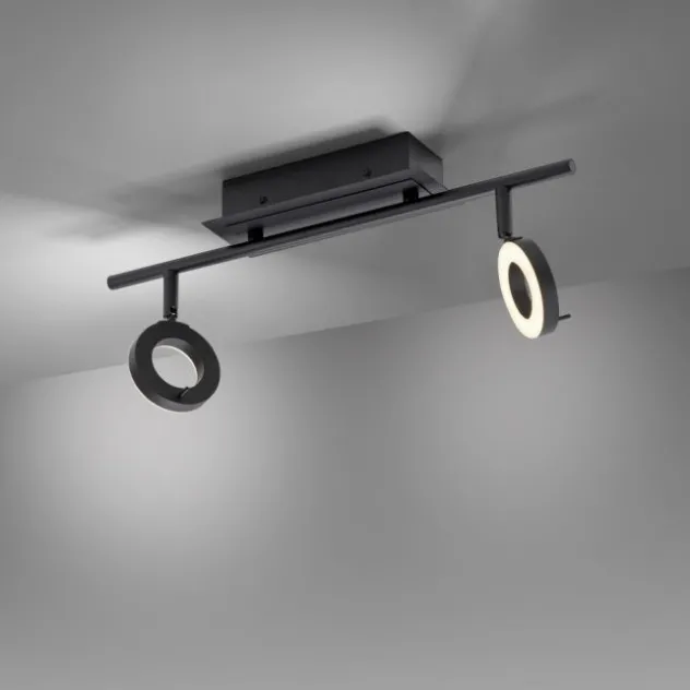 LED Deckenleuchte 2 flammig anthrazitfarbig drehbar IP44 warmweiß