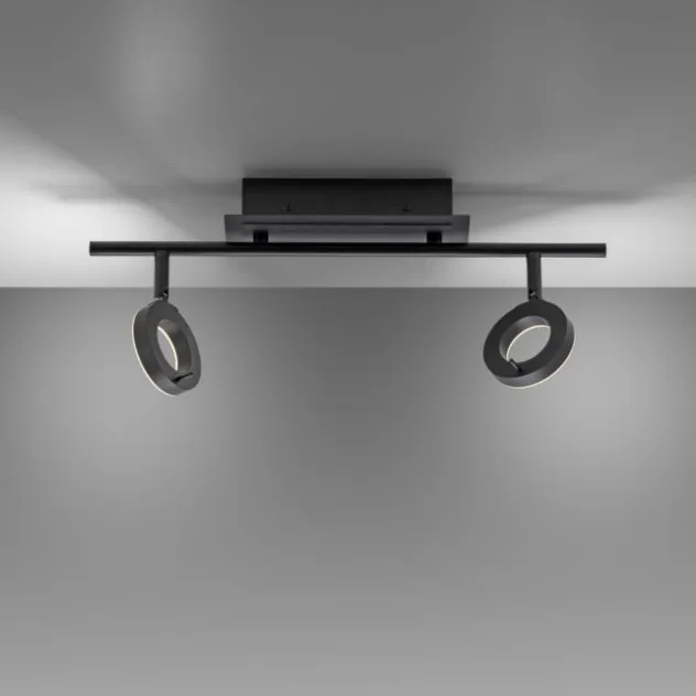 LED Deckenleuchte 2 flammig anthrazitfarbig drehbar IP44 warmweiß