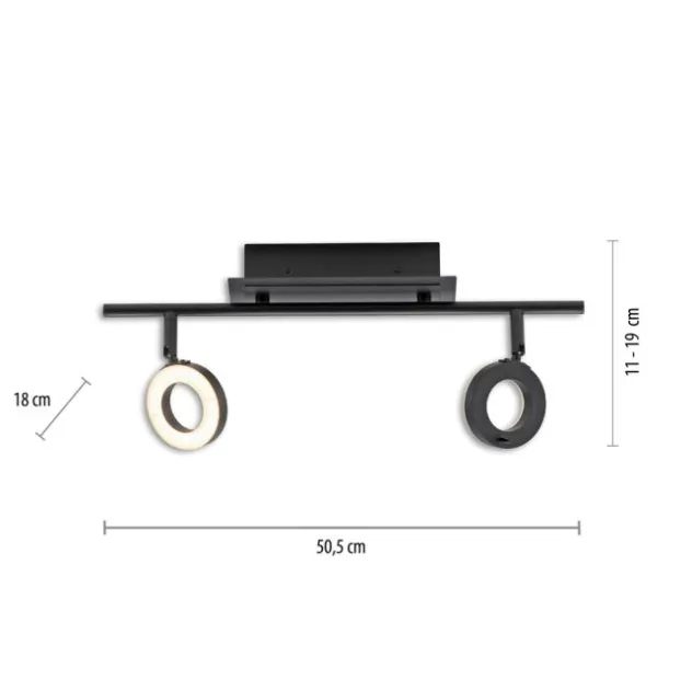 LED Deckenleuchte 2 flammig anthrazitfarbig drehbar IP44 warmweiß