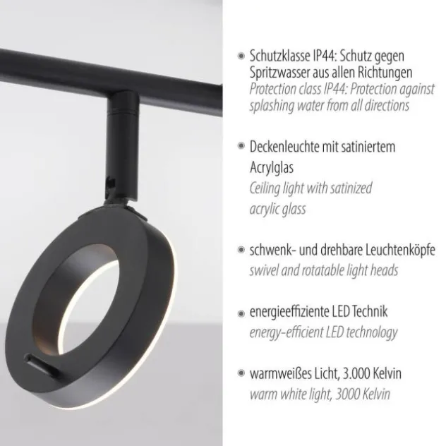 LED Deckenleuchte 2 flammig anthrazitfarbig drehbar IP44 warmweiß